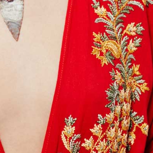 Boho plunging neck tassel embroidered floral Dress - Picture 16 of 16